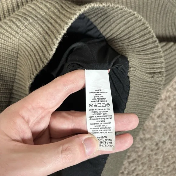 LL Bean Sweater Mens XLT Waterfowl Windstopper GoreTex 100% Wool Quarter Zip - Picture 6 of 8